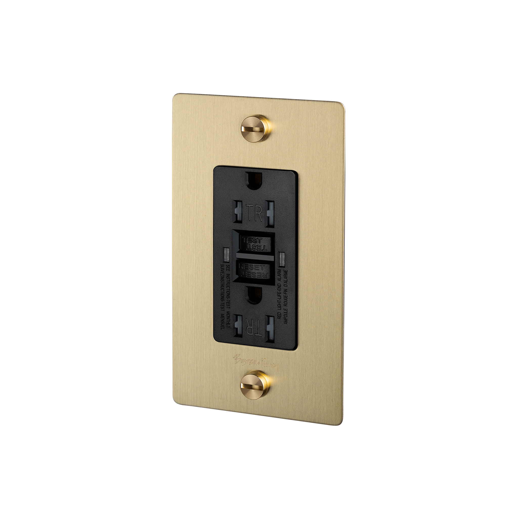 1G DUPLEX OUTLET / GFCI / CROSS / WITH LOGO / BRASS - Image 3