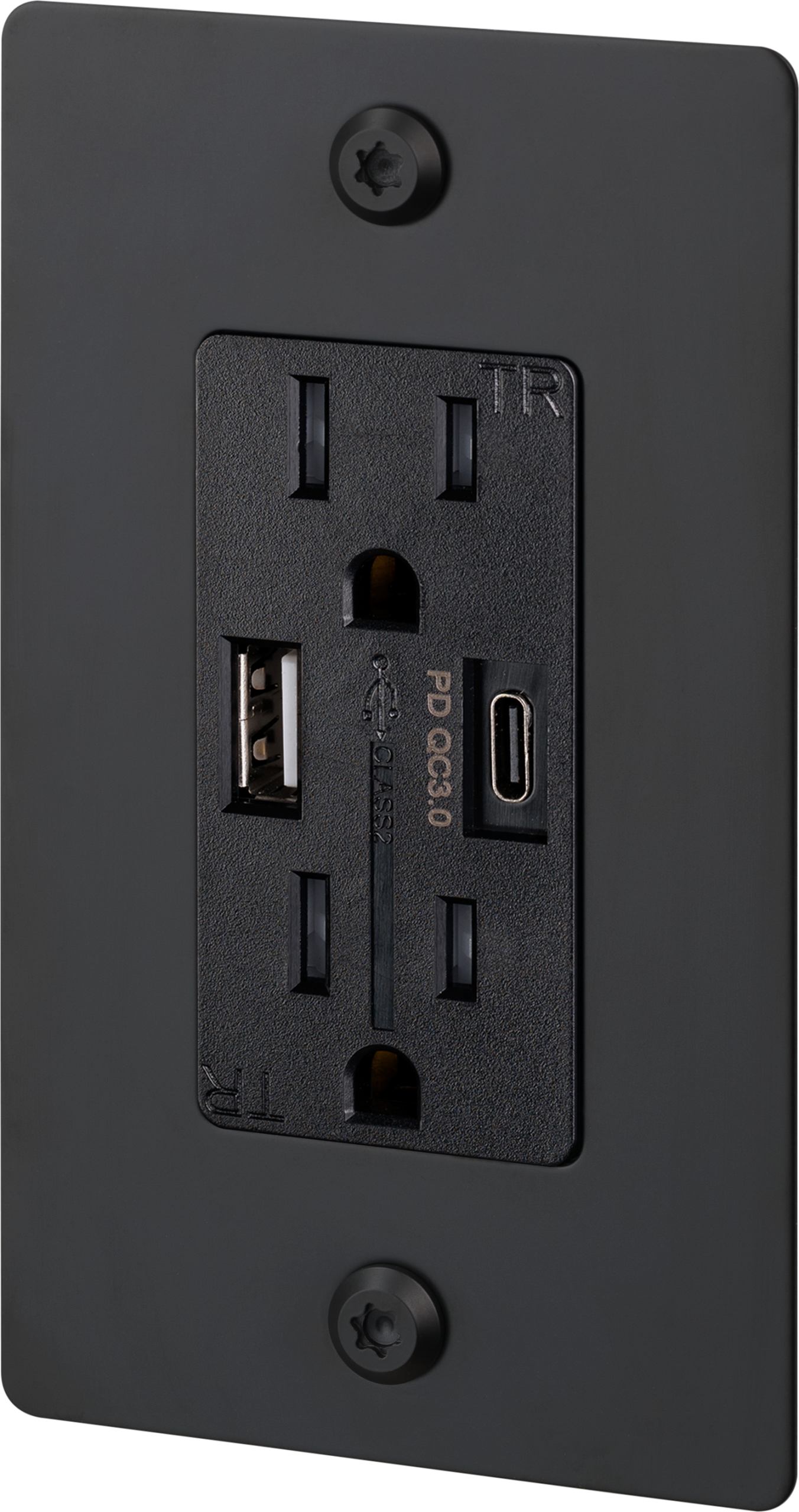1G DUPLEX OUTLET / USB A + C / LINEAR / WITHOUT LOGO / BLACK - Image 3