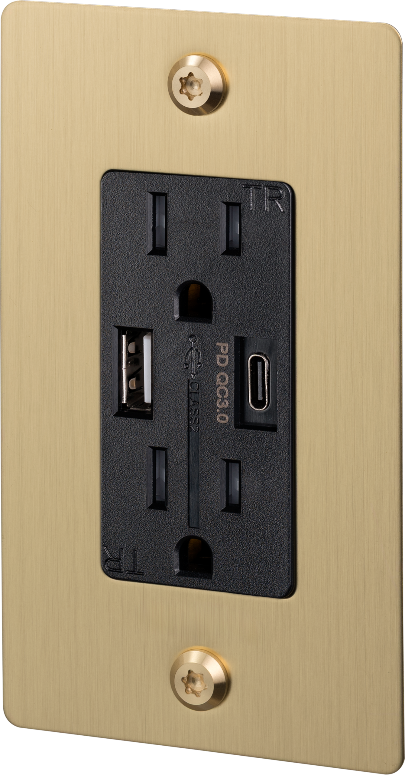 1G DUPLEX OUTLET / USB A + C / LINEAR / WITHOUT LOGO / BRASS - Image 3