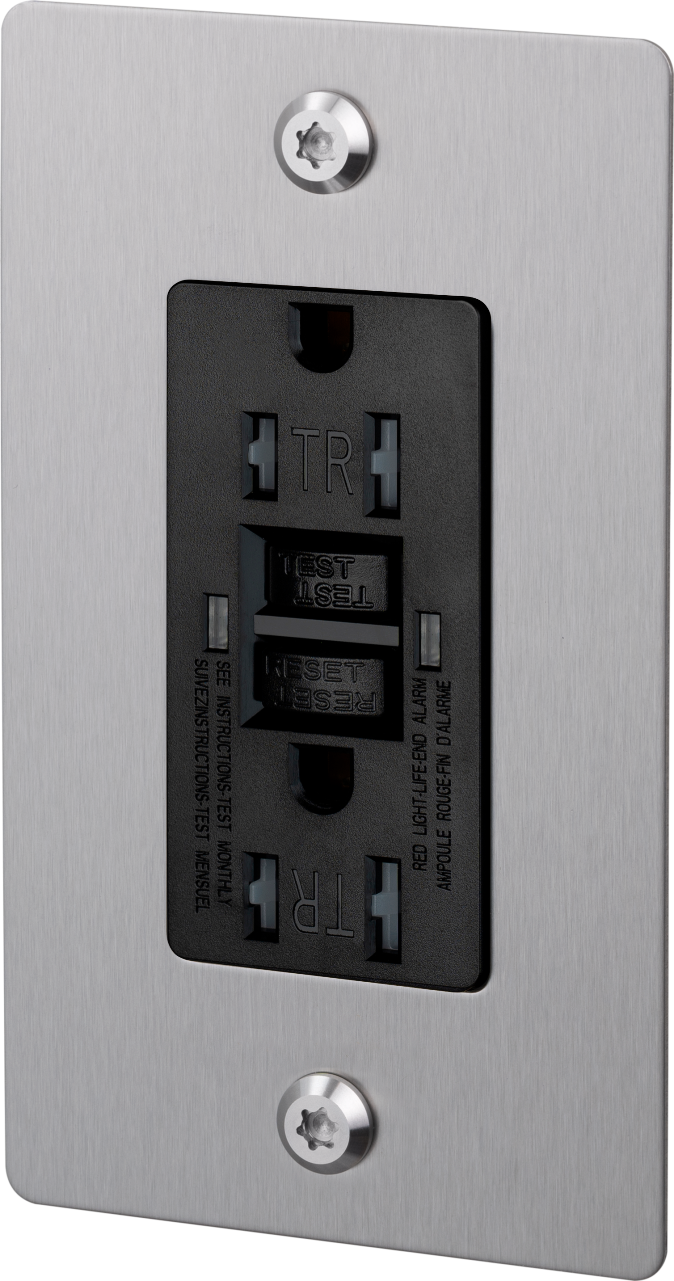 1G DUPLEX OUTLET / GFCI / LINEAR / WITHOUT LOGO / STEEL - Image 3