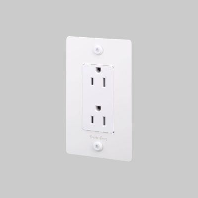 1G DUPLEX OUTLET / LINEAR / WITH LOGO / WHITE