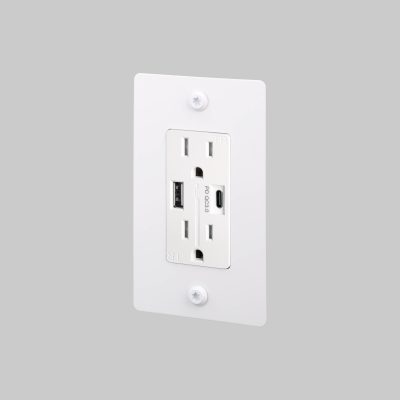 1G DUPLEX OUTLET / USB A + C / LINEAR / WITHOUT LOGO / WHITE