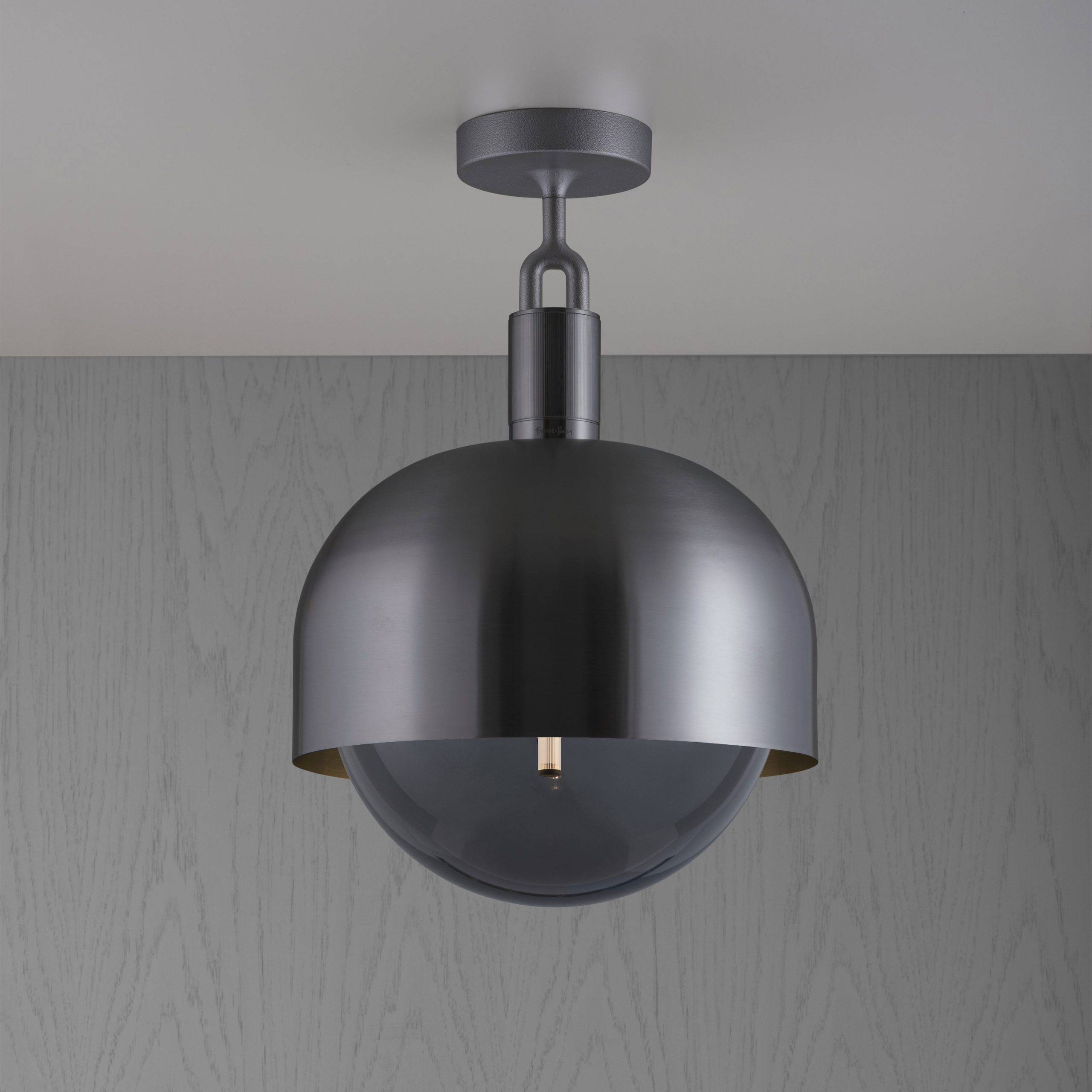 FORKED CEILING / LINEAR / SHADE / GLOBE / SMOKED / LARGE / GUN METAL