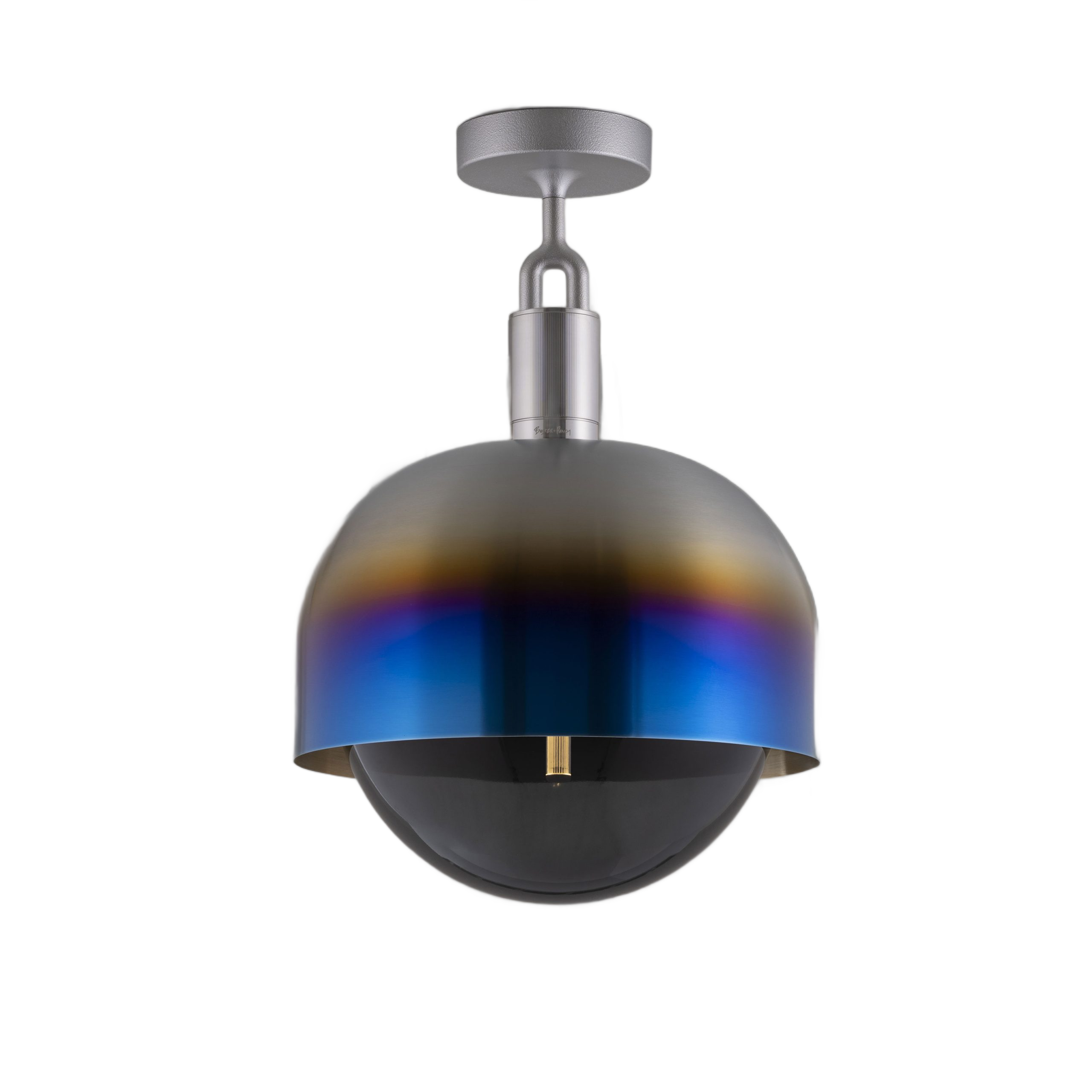FORKED CEILING / LINEAR / SHADE / GLOBE / SMOKED / LARGE / BURNT STEEL - Image 4