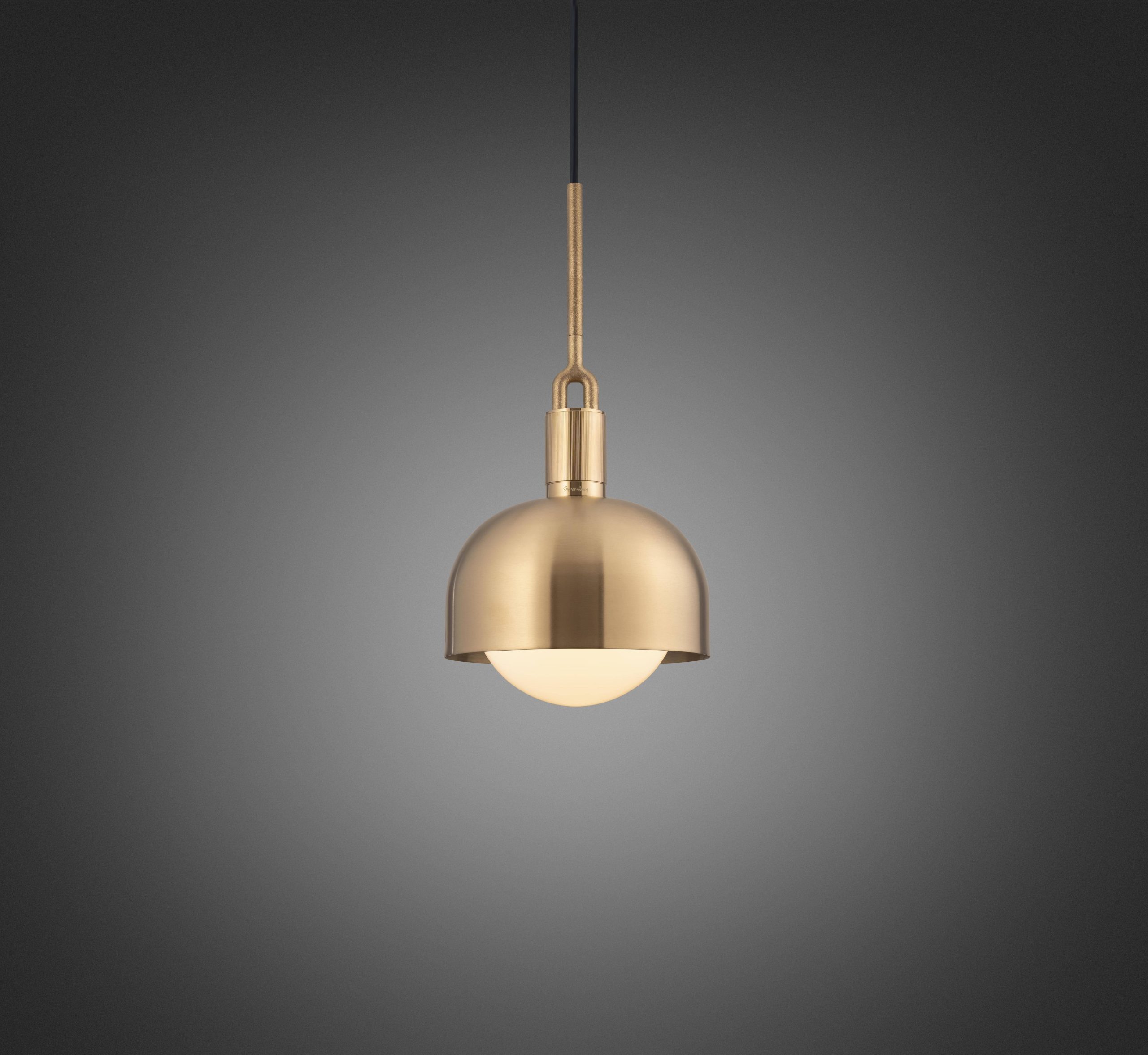 FORKED PENDANT / LINEAR / SHADE / GLOBE / OPAL / MEDIUM / BRASS