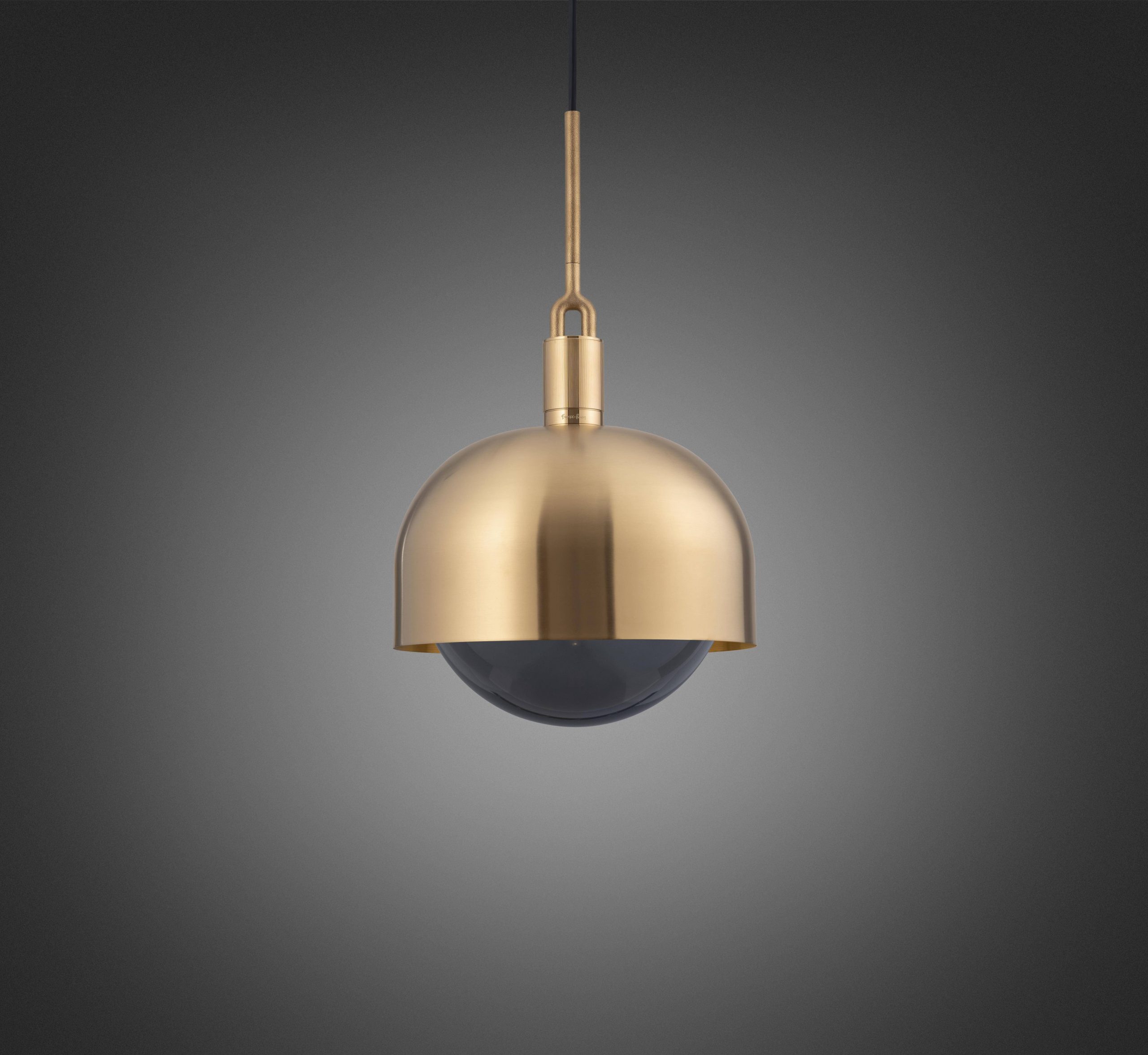 FORKED PENDANT / LINEAR / SHADE / GLOBE / SMOKED / LARGE / BRASS