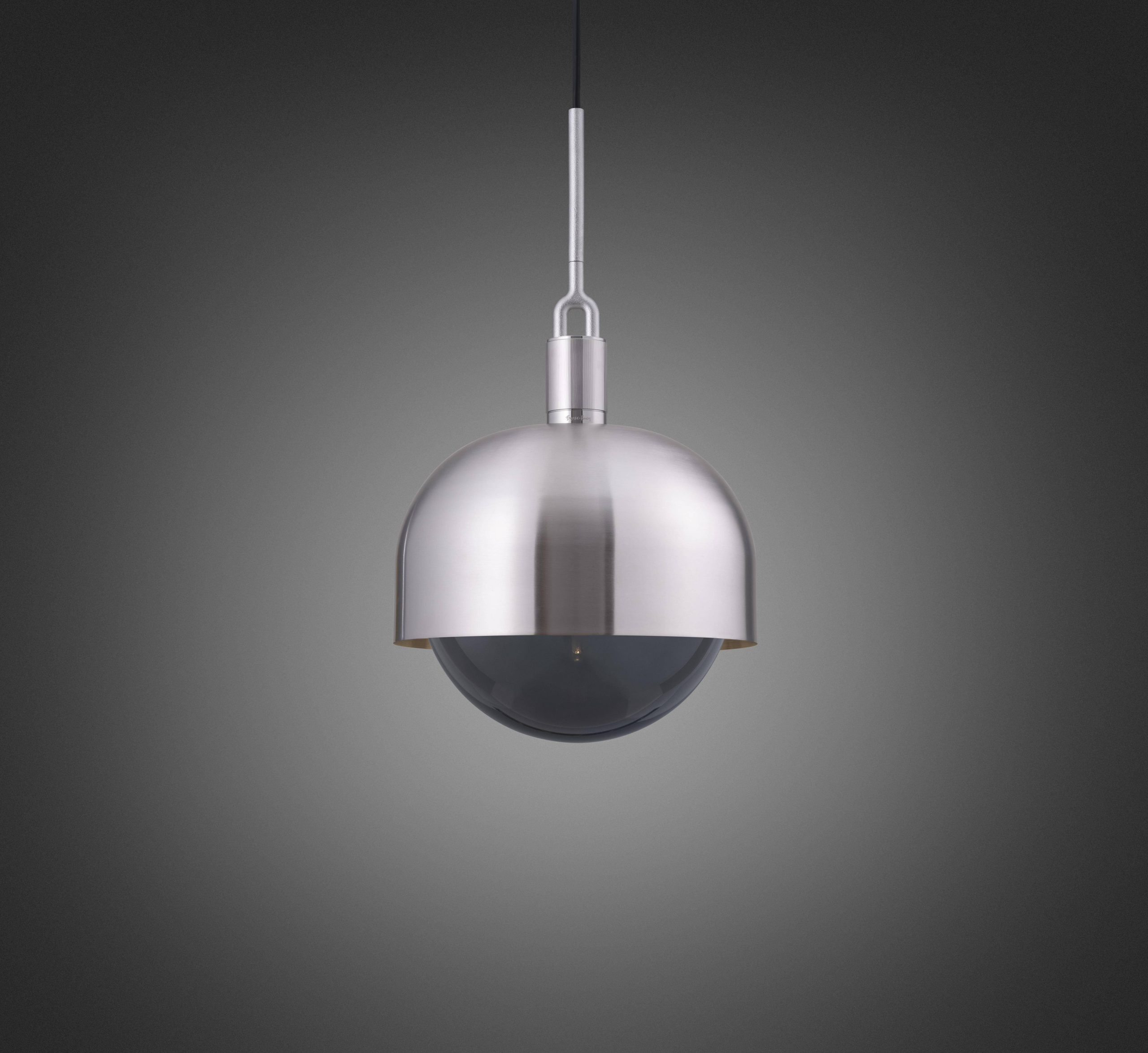 FORKED PENDANT / LINEAR / SHADE / GLOBE / SMOKED / LARGE / STEEL