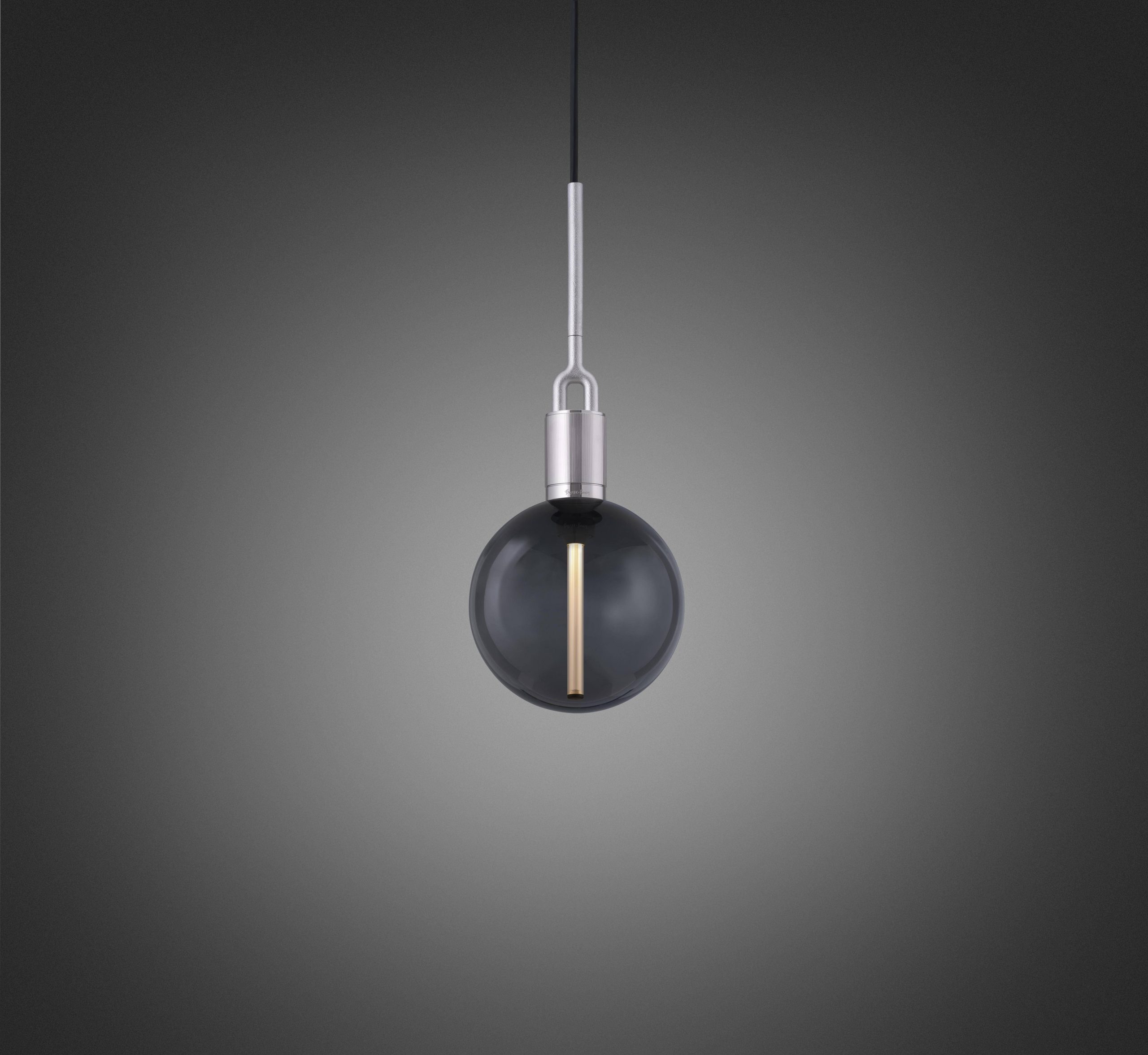 FORKED PENDANT / LINEAR / GLOBE / SMOKED / MEDIUM / STEEL