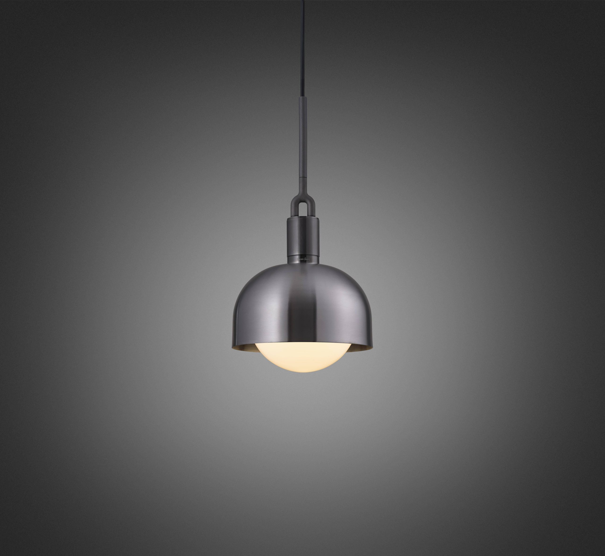 FORKED PENDANT / LINEAR / SHADE / GLOBE / OPAL / MEDIUM / GUN METAL