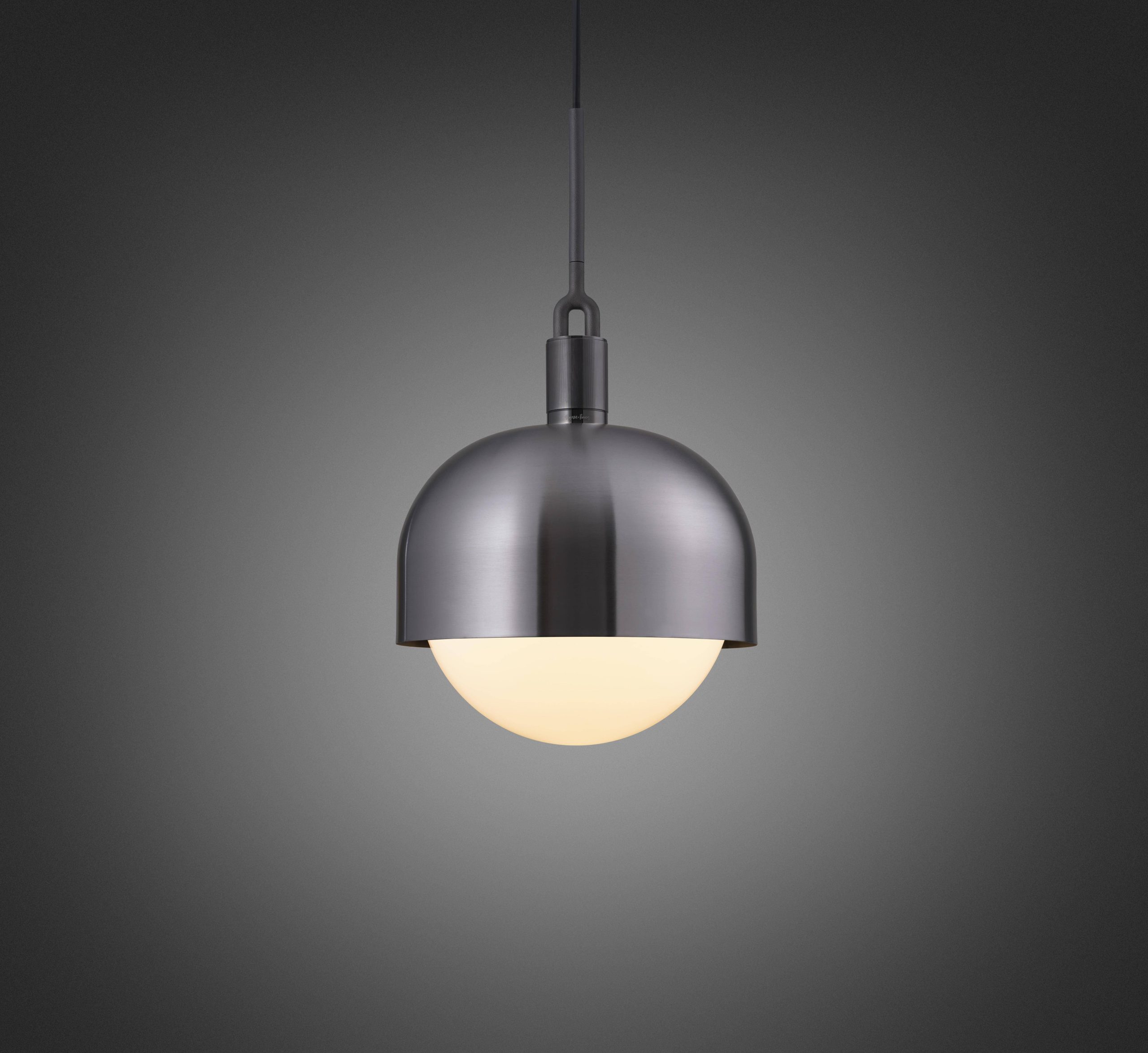 FORKED PENDANT / LINEAR / SHADE / GLOBE / OPAL / LARGE / GUN METAL