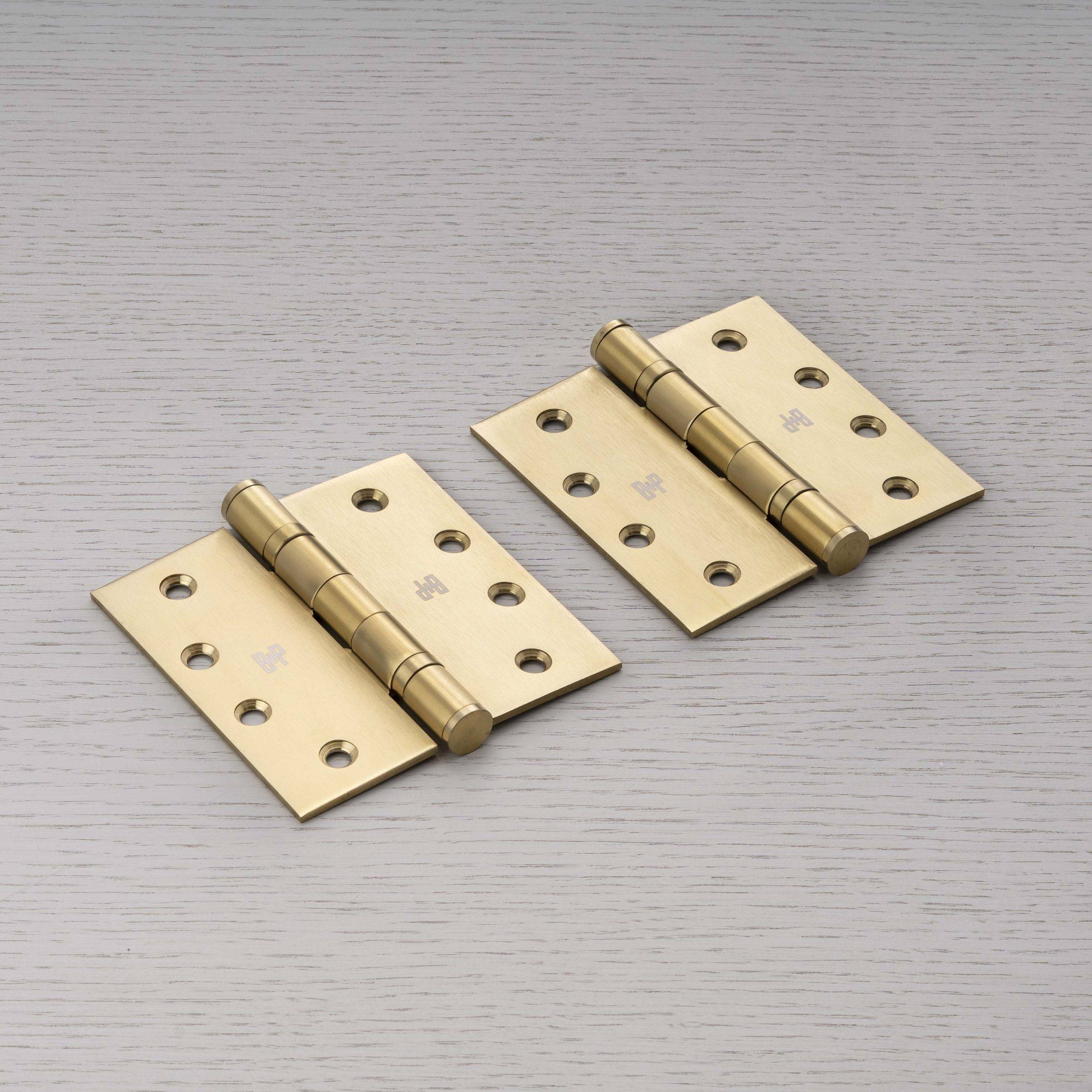 DOOR HINGE / SET OF 2 / 4 X 4 INCH / BRASS