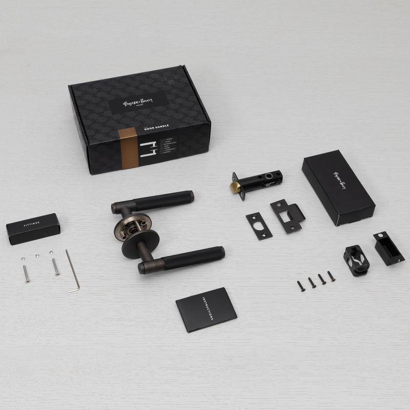 DOOR HANDLE SET / PASSAGE / CROSS / SMOKED BRONZE - Image 3