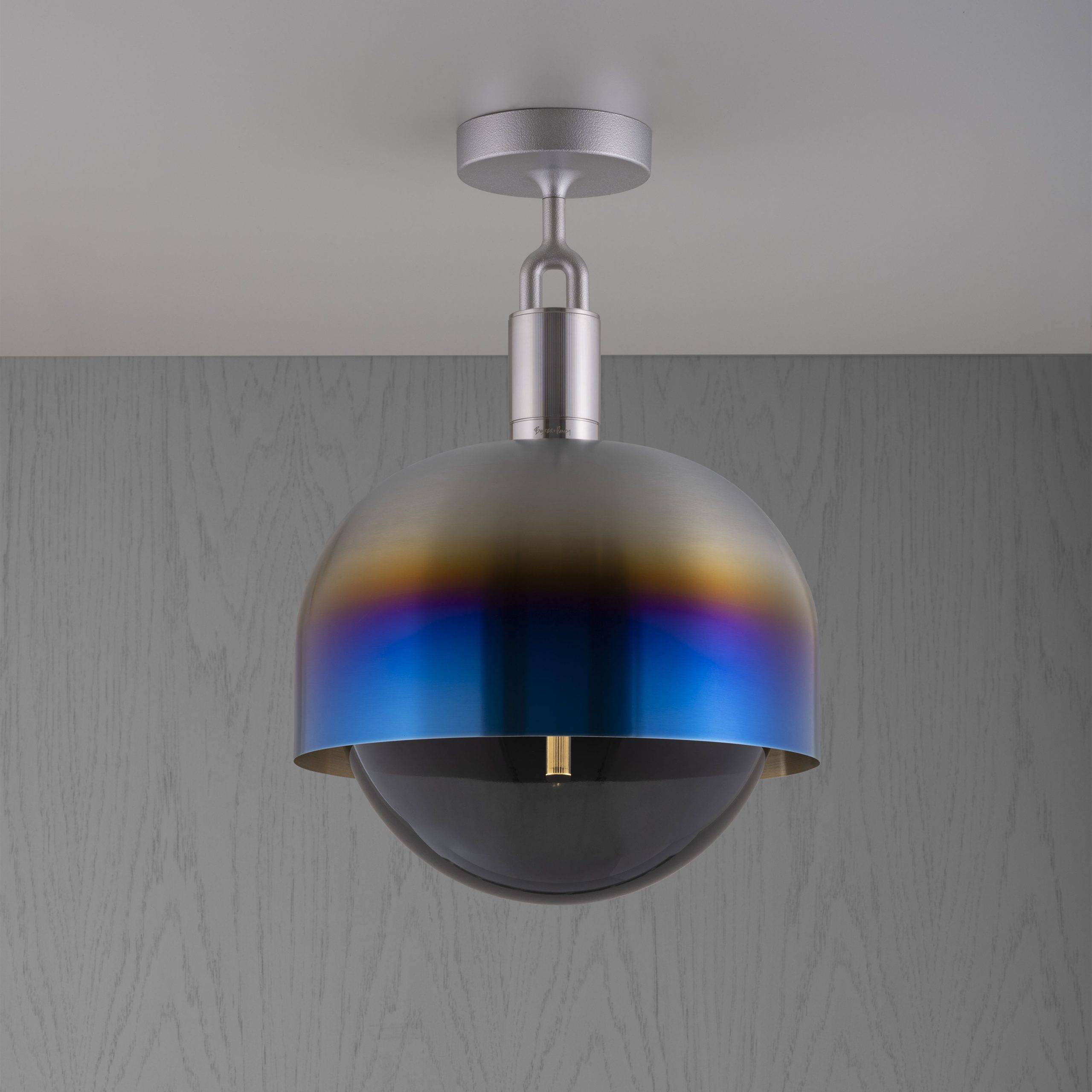 FORKED CEILING / LINEAR / SHADE / GLOBE / SMOKED / LARGE / BURNT STEEL