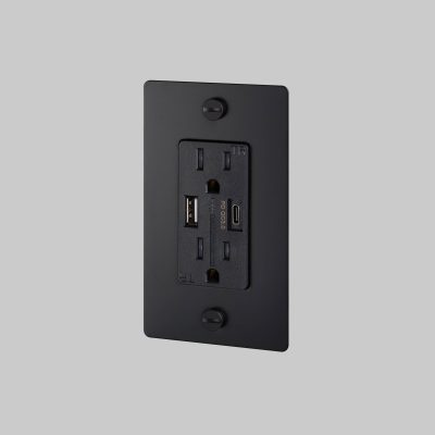 1G DUPLEX OUTLET / USB A + C / CROSS / WITHOUT LOGO / BLACK