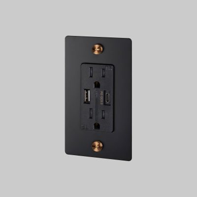 1G DUPLEX OUTLET / USB A + C / CROSS / WITHOUT LOGO / BLACK / WARM SUNSET