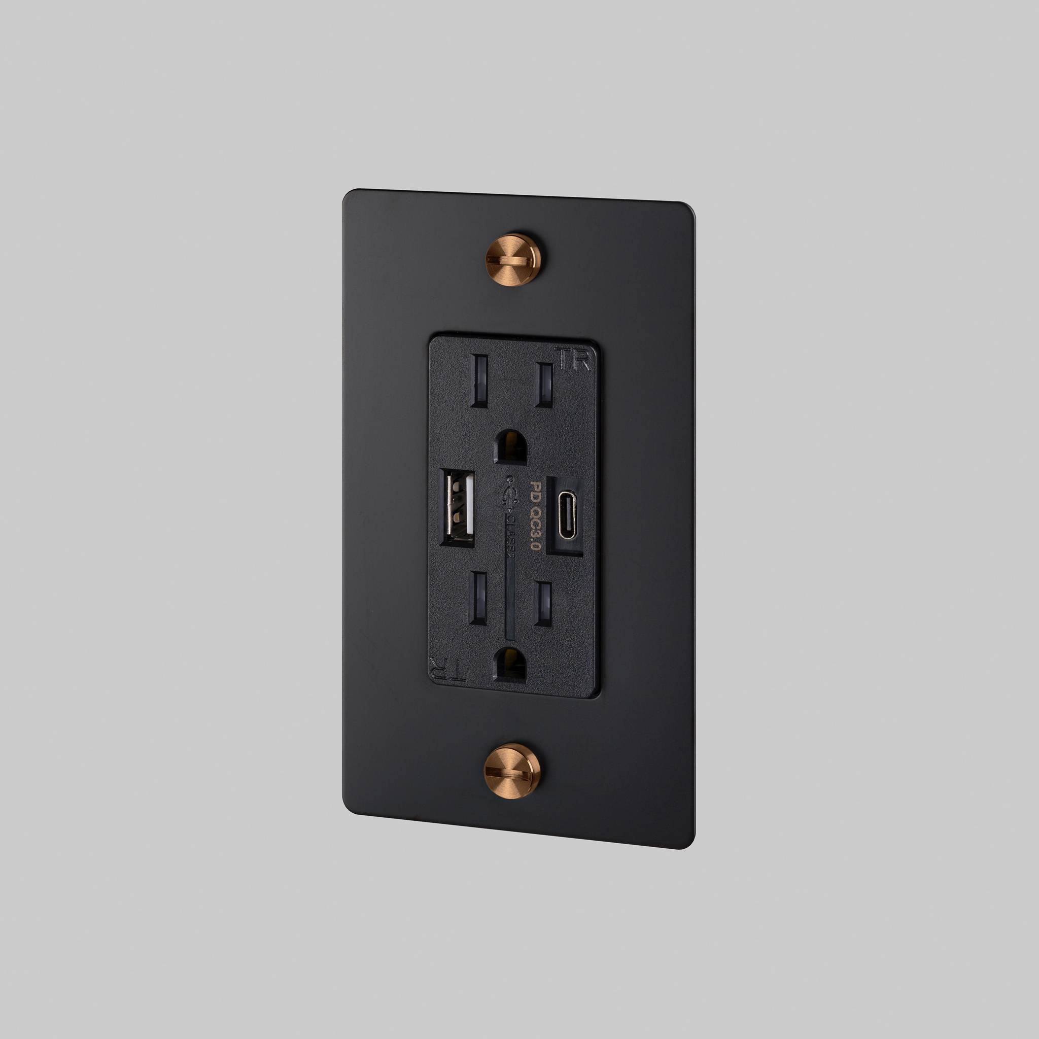 1G DUPLEX OUTLET / USB A + C / CROSS / WITHOUT LOGO / BLACK / WARM SUNSET